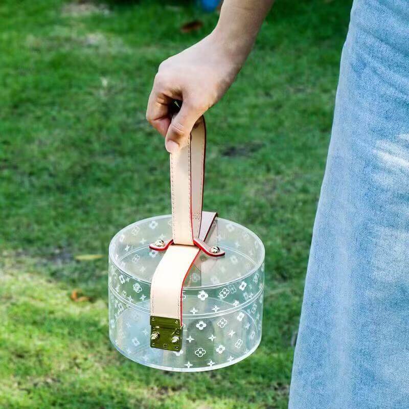 Mini Round Transparent Jelly Bag Silk Scarf Clutch
