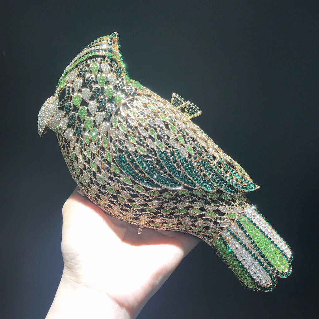 Luxury Crystal Parrot Evening Clutch
