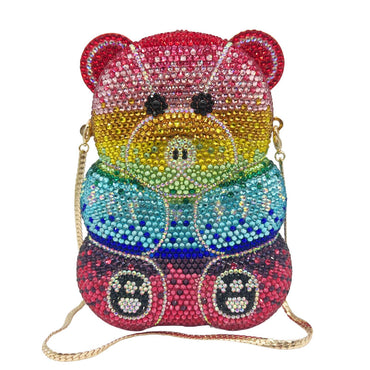 Rainbow TwinkleBear Rhinestone Clutch