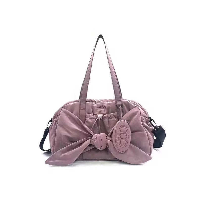 Bowknot Drawstring Embroidered Backpack 2-in-1 Shoulder Bag in New Shoulder Bag Pink - WAAMII