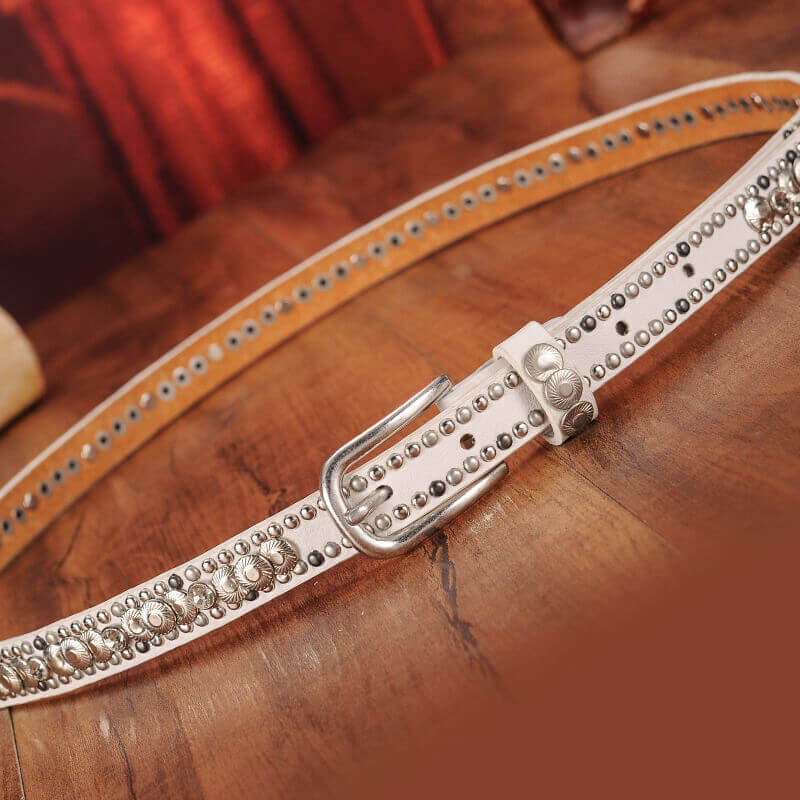 Seraphina Rhinestone Wide Leather Belt - Angle view (2) - WAAMII