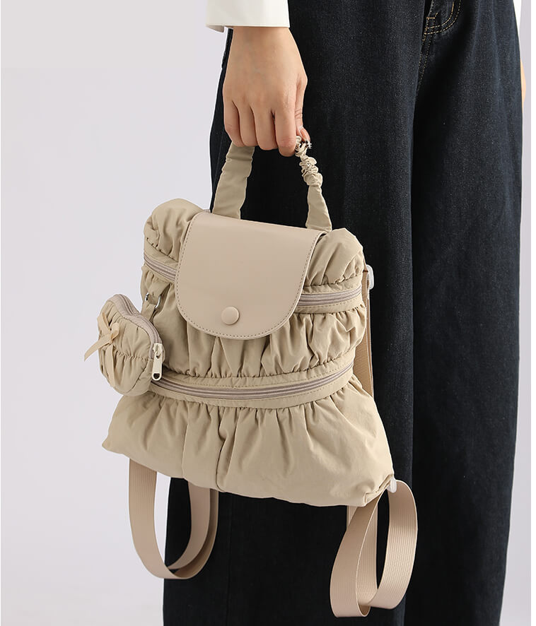 Bowknot Nylon Backpack Large Laptop School Bag For College Girls - Back view (5) - WAAMII