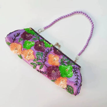 Elegant Handcrafted Beaded Embroidery Clip Clutch Purse