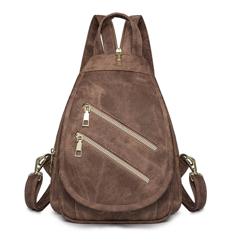 backpack purse mini multi pocket Mini Leather Backpack Multi-Pocket Chest Bag for Women