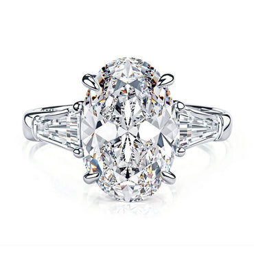 4.5 CT Round Solitaire Ring in Sterling Silver - 4.5 Carat Moissanite 8X12Mm