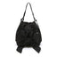 Bowknot Drawstring Embroidered Backpack 2-in-1 Shoulder Bag in Black Large - WAAMII