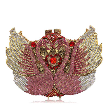 Swan Embrace Crystal Evening Clutch in Pastel Pink - WAAMII