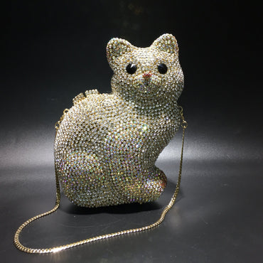Sparkle Meow Kitty Rhinestone Clutch Purse - 详情-03 view - WAAMII