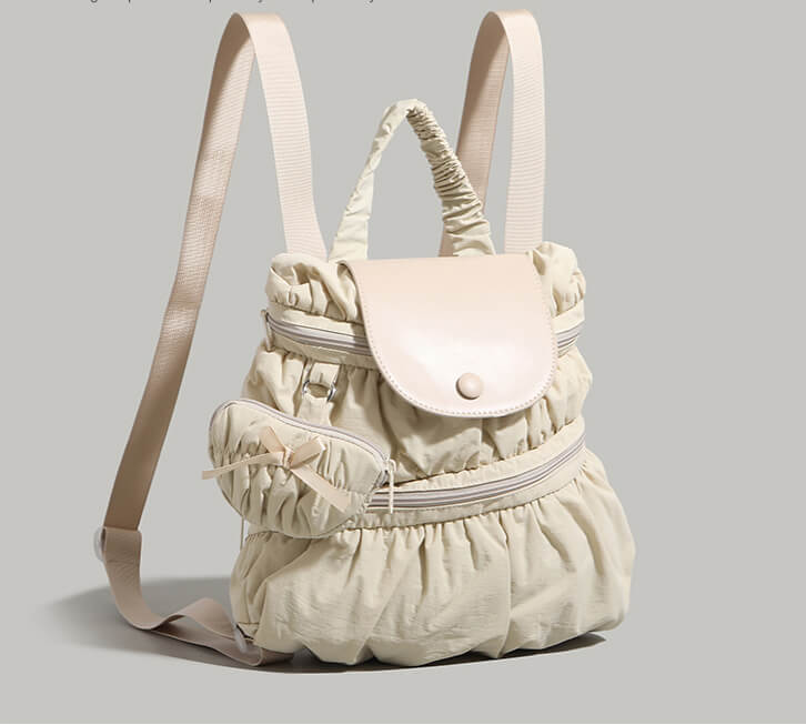 Bowknot Nylon Backpack Large Laptop School Bag For College Girls - 详情-14 view - WAAMII