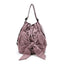 Bowknot Drawstring Embroidered Backpack 2-in-1 Shoulder Bag in Pink Large - WAAMII