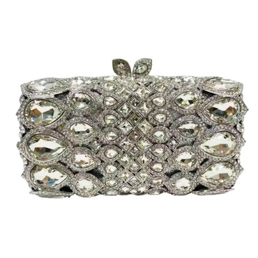 Rainora Droplets Rhinestone Clutch in Silver - WAAMII