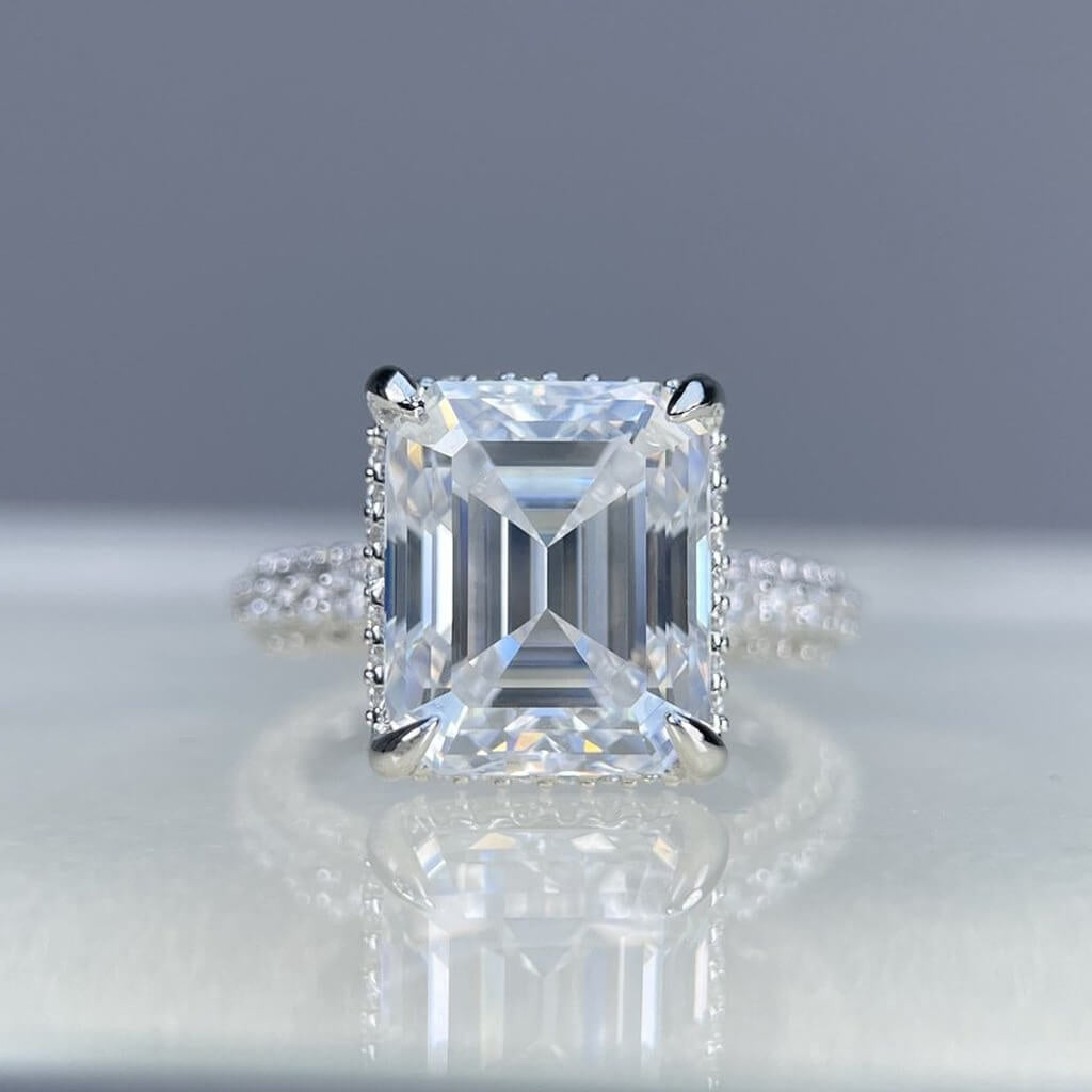 8 CT Round Moissanite Solitaire Ring in Sterling Silver - View 2