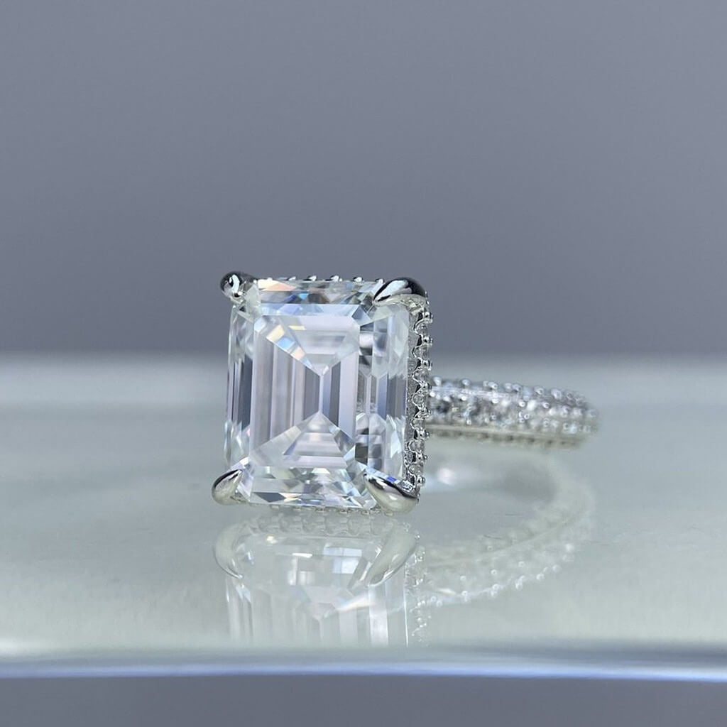 8 CT Round Moissanite Solitaire Ring in Sterling Silver - View 3