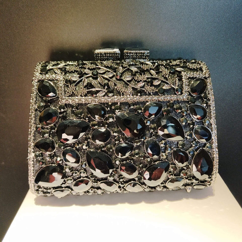 Gemma Fleur Rain Rhinestone Clutch - Angle view (8) - WAAMII