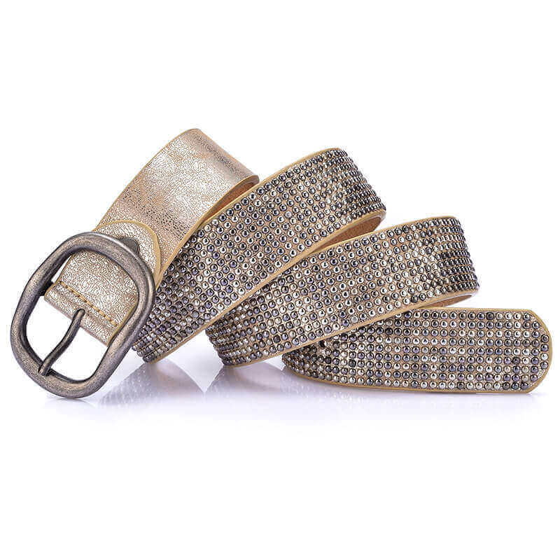 Rebeluxe Wide Studded Belt, Gold Rebeluxe Wide Studded Belt, Gold