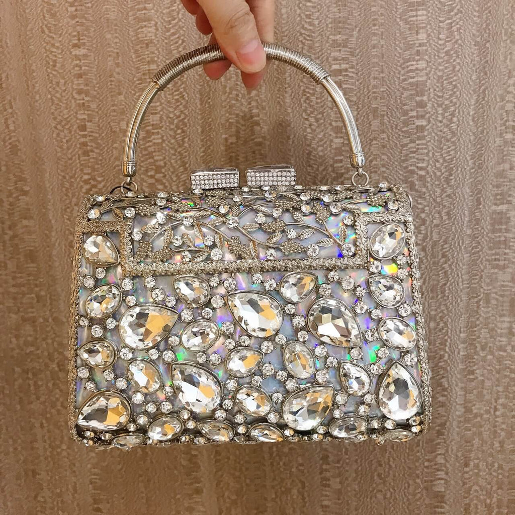 Gemma Fleur Rain Rhinestone Clutch - Back view (11) - WAAMII