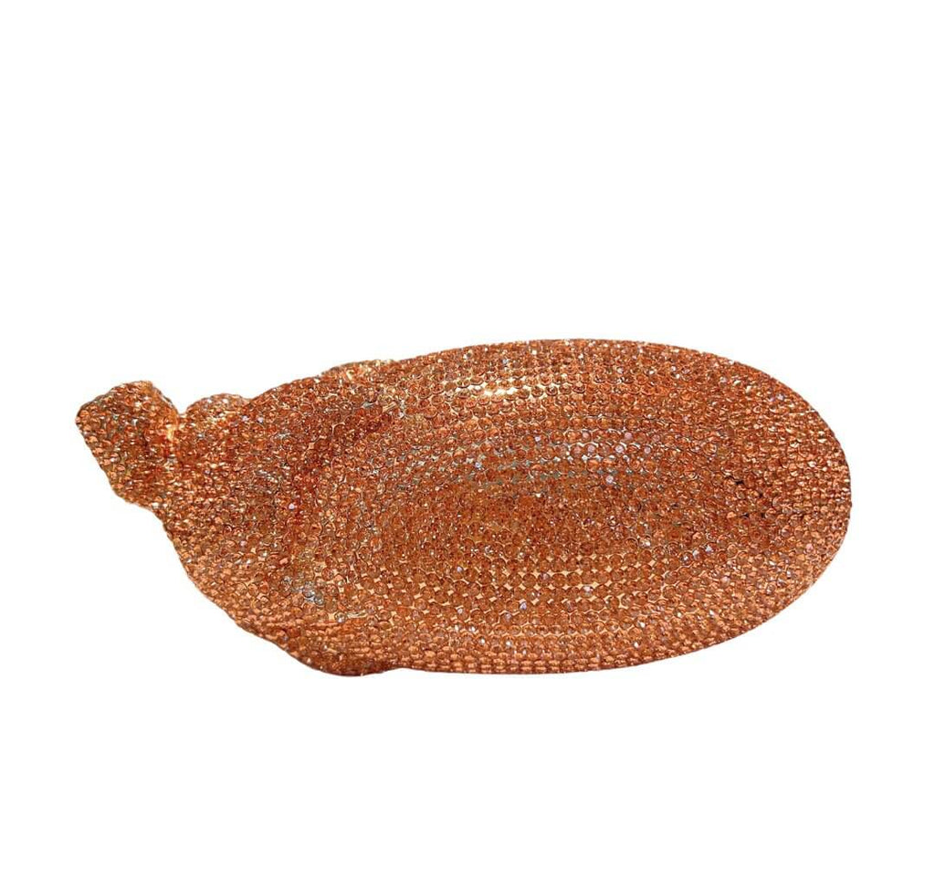 Aubrielle Eggplant Rhinestone Clutch - Champagne Gold