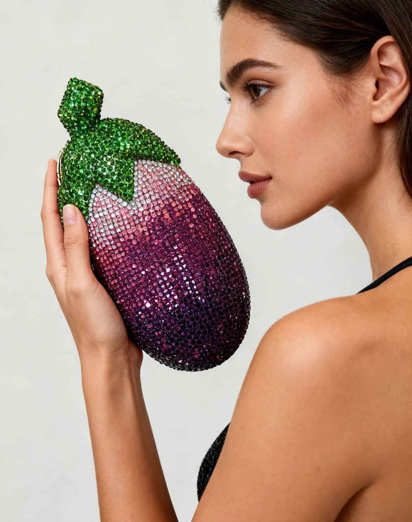 Aubrielle Eggplant Rhinestone Clutch - View 1