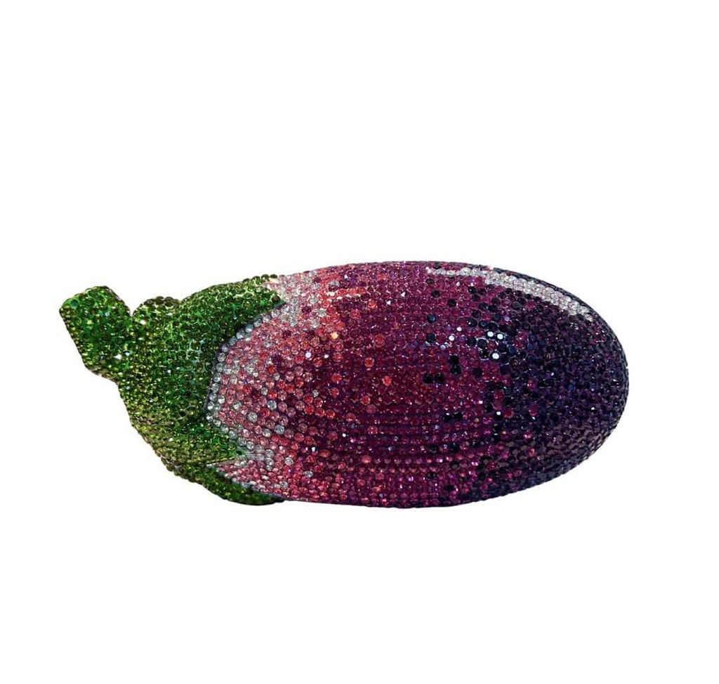 Aubrielle Eggplant Rhinestone Clutch - Purple
