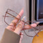 Cat-Ear Polygonal Alloy Glasses Frame W18072 - Golden Edged Powdered Tea