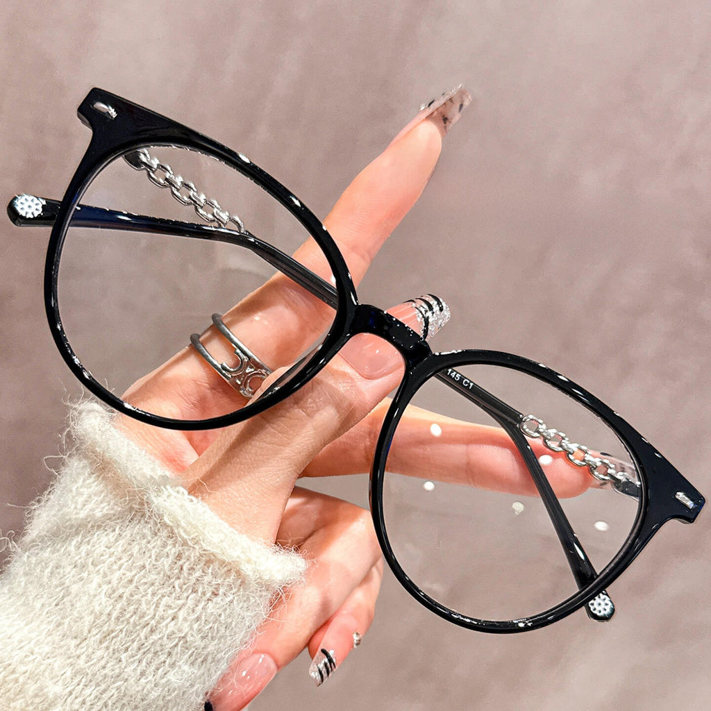 Chain-Detail Oversized Wellington Glasses Frame W18132