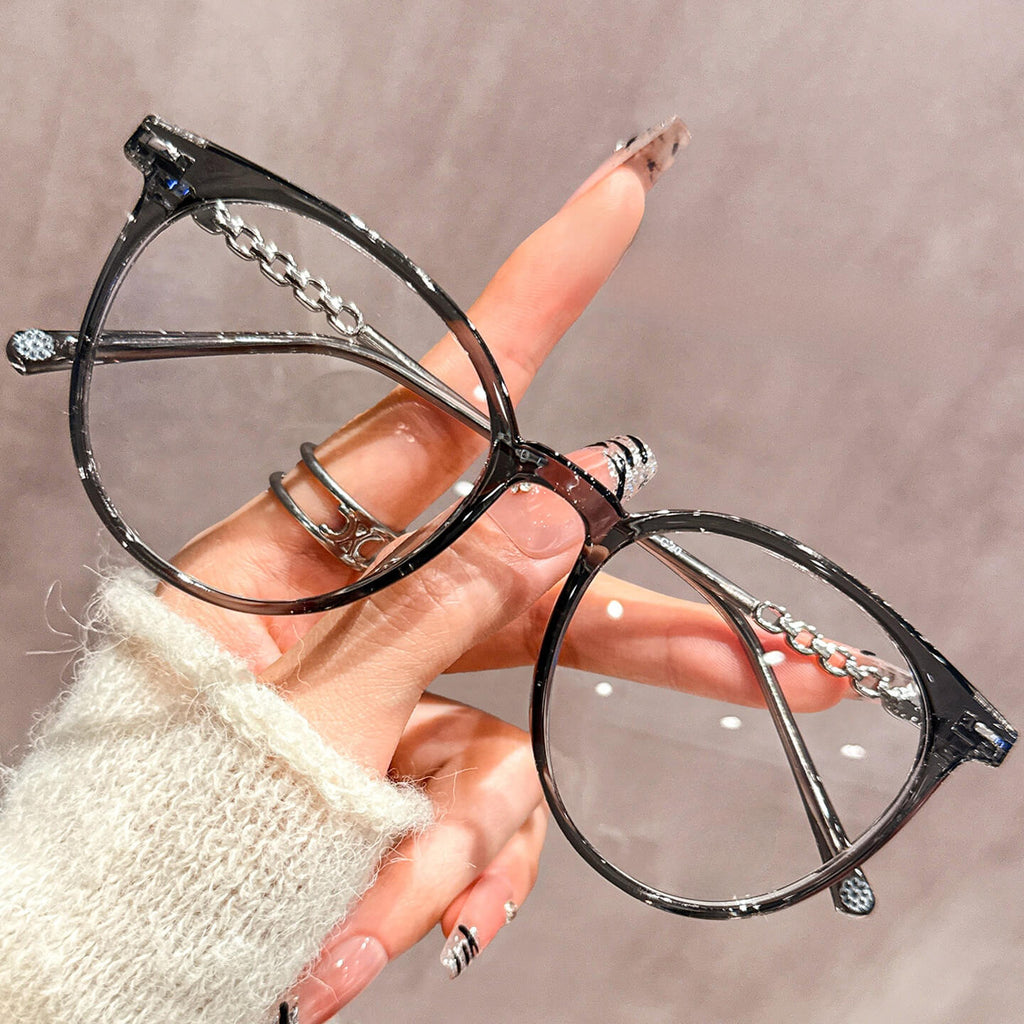 Chain-Detail Oversized Wellington Glasses Frame W18132