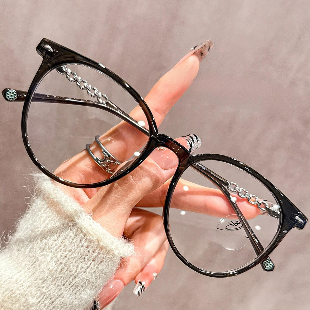 Chain-Detail Oversized Wellington Glasses Frame W18132