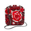 Crimson Opera Enamel Rose Rhinestone Clutch