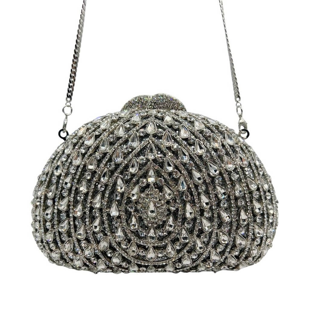 Crystal Halo Teardrop Rhinestone Clutch - View 2