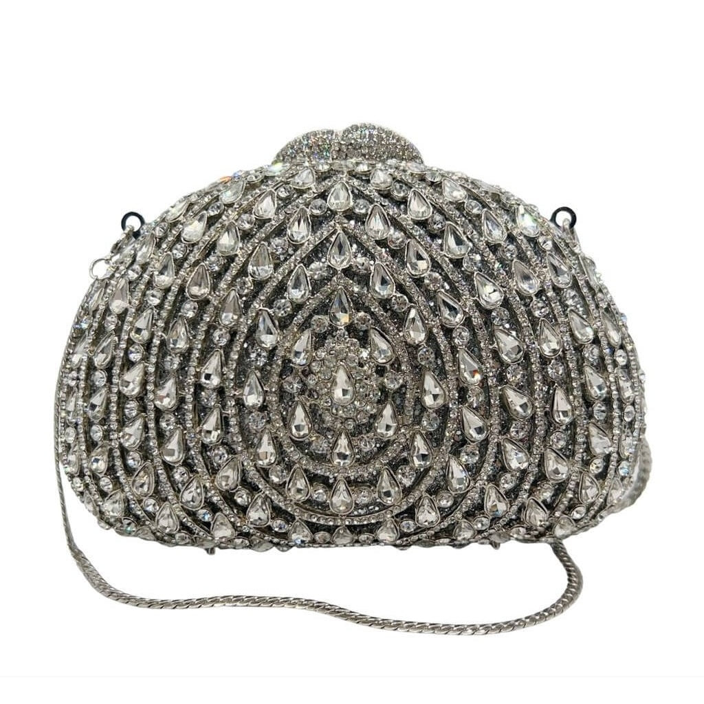 Crystal Halo Teardrop Rhinestone Clutch