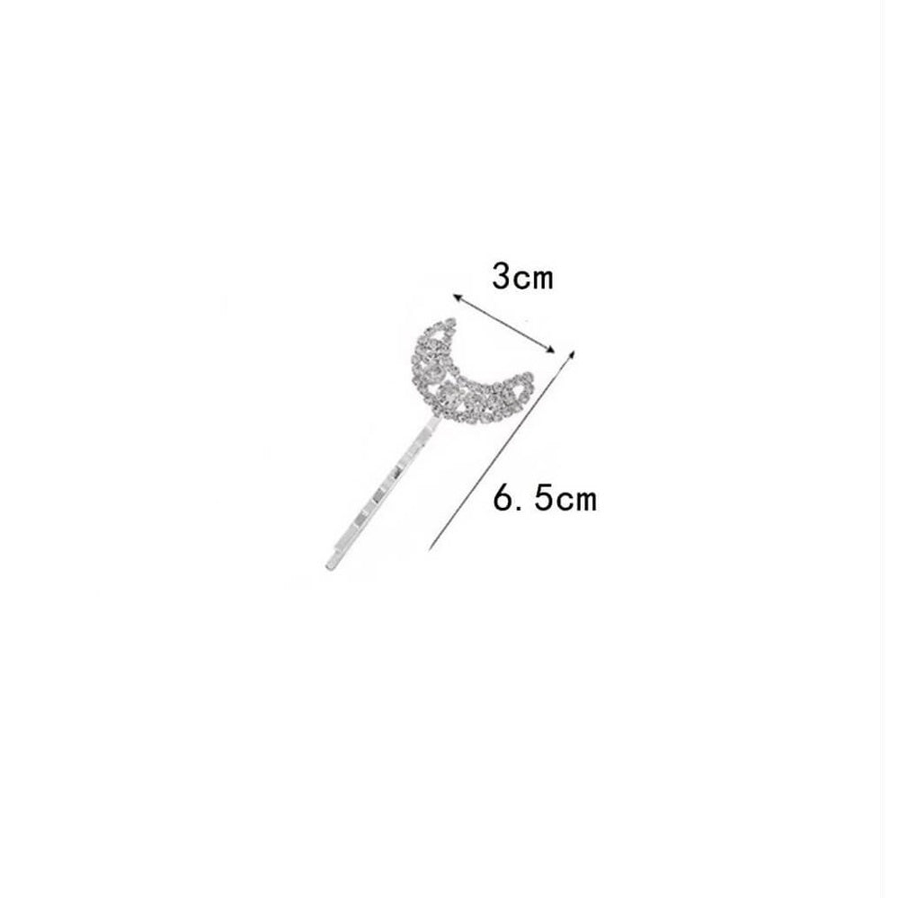 Crystal Star & Moon Hair Pin Set - Moon