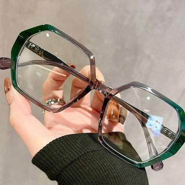Designer Titanium Polygonal Prescription Glasses W17215 - Gradient West Lake Green C2
