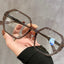 Designer Titanium Polygonal Prescription Glasses W17215 - Korean Style Cold Tea Brown C4