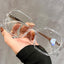 Designer Titanium Polygonal Prescription Glasses W17215 - Transparent Ice Gold White C3