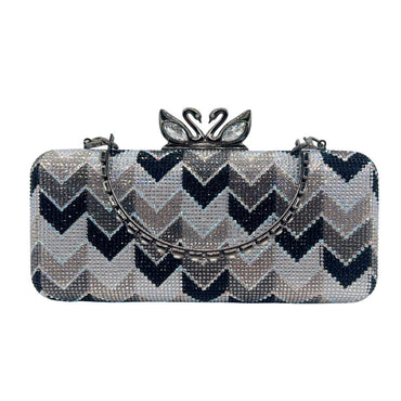 WAAMII Elegant Chevron Rhinestone Evening Clutch