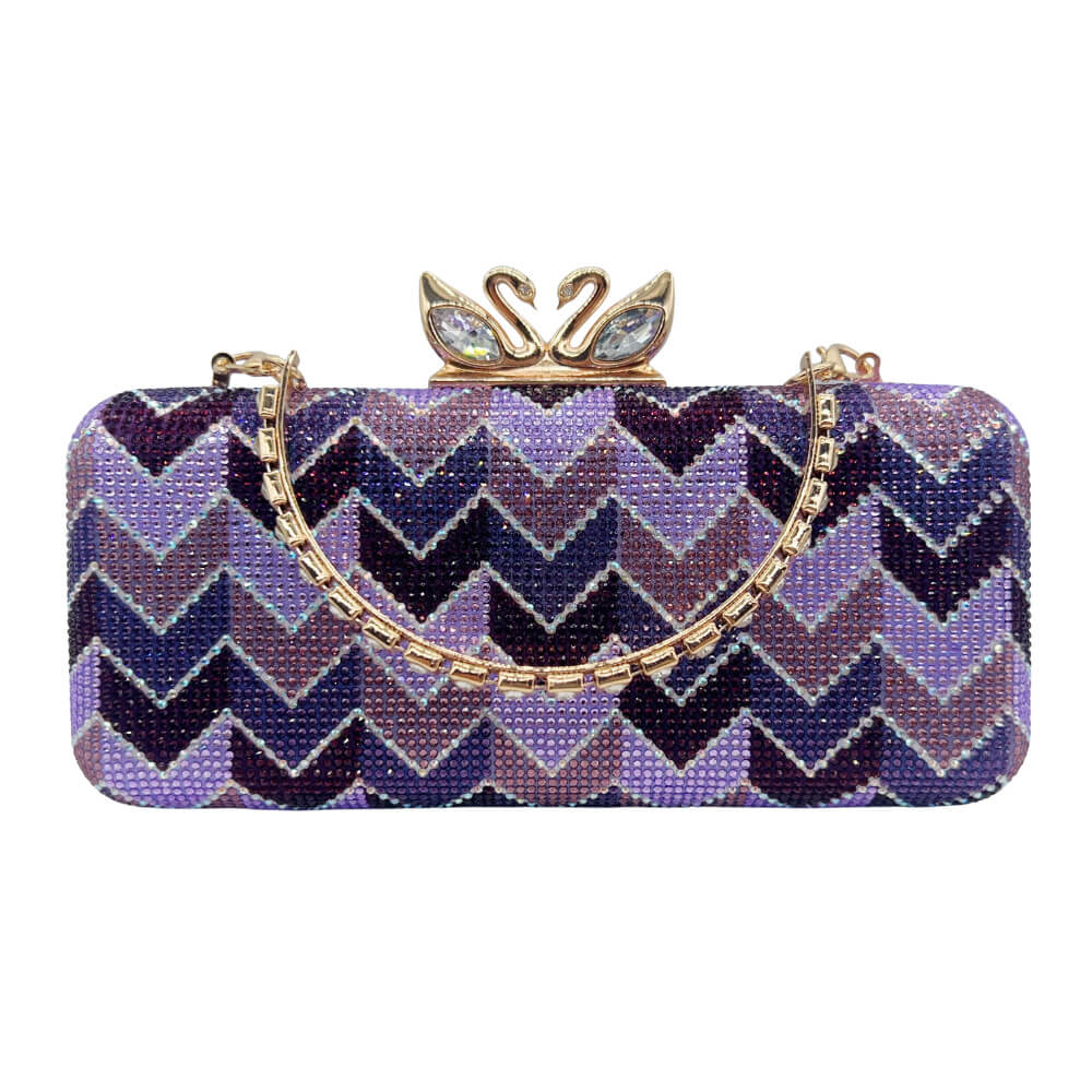 WAAMII Elegant Chevron Rhinestone Evening Clutch