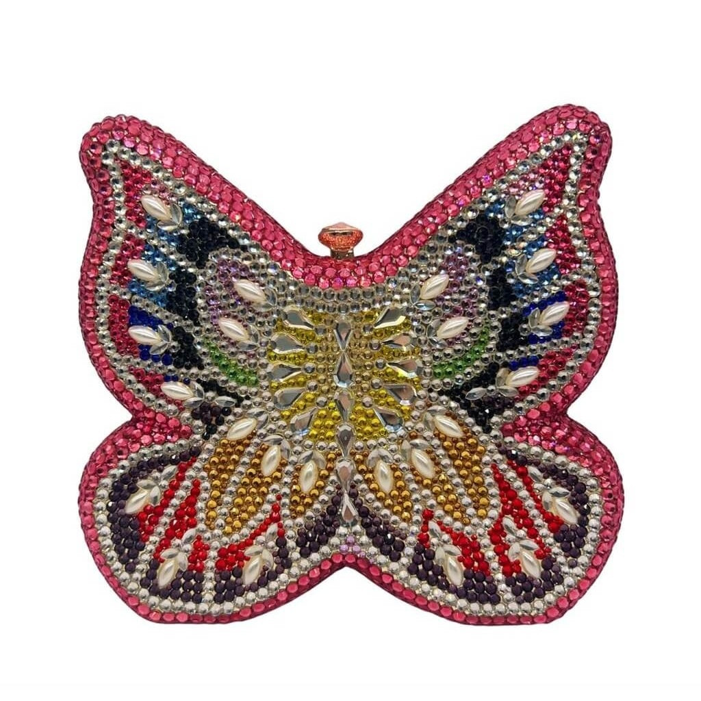 Elysian Wings Butterfly Diamond Clutch - Pastel Pink