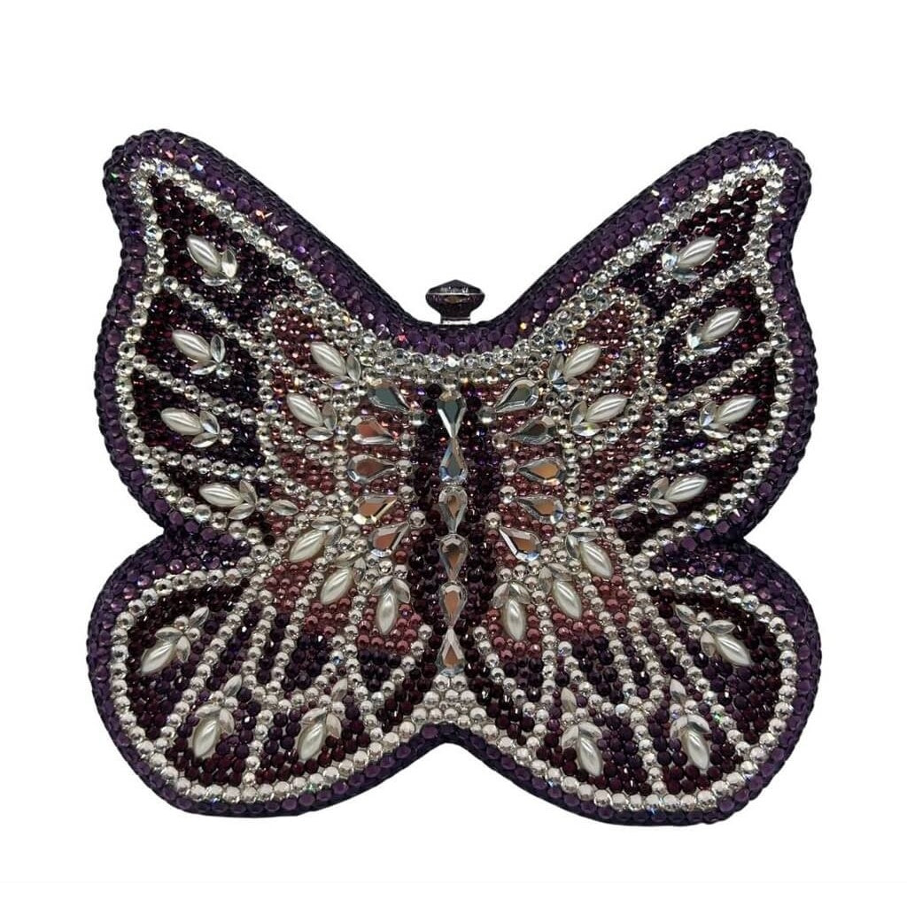 Elysian Wings Butterfly Diamond Clutch - Purple