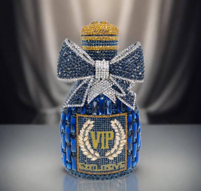 Étoile Bow Champagne Bottle Rhinestone Clutch - View 3