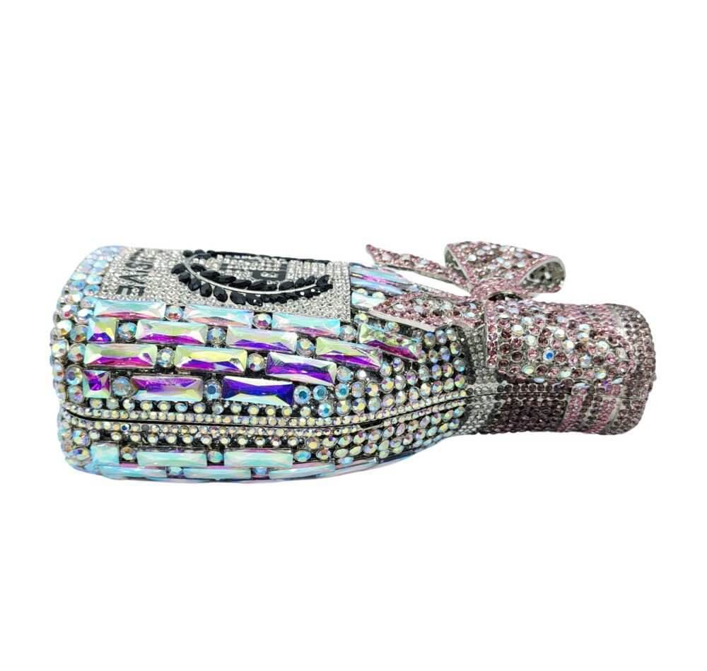 Étoile Bow Champagne Bottle Rhinestone Clutch - View 4