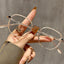 Geometric Polygonal Alloy Glasses Frame W18174 - Milk Tea Bright Gold