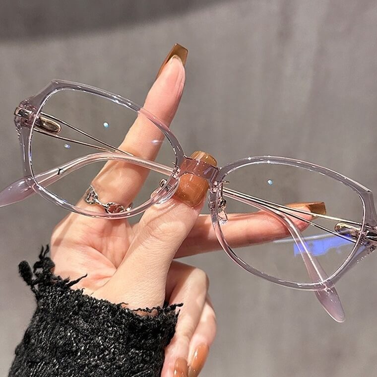 Geometric Titanium Prescription Eyeglasses W17367 - Dreamy Translucent Purple
