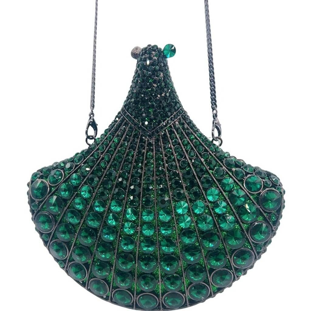 Gilded Gala Scalloped Evening Bag - Green
