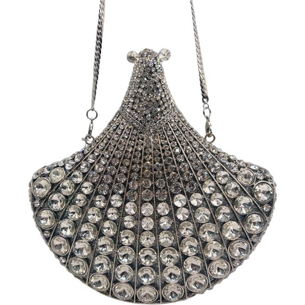 Gilded Gala Scalloped Evening Bag - Silver
