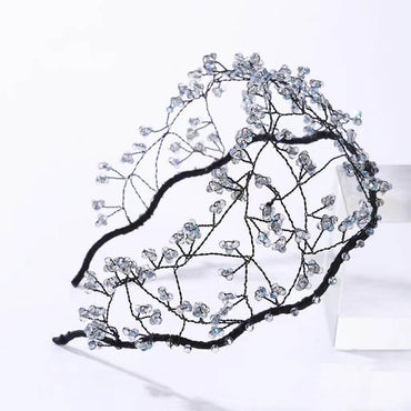 Half Cap Crystal Flower Cluster Headband - - Luxury Accessories by WAAMII