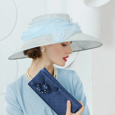 Elegant Linen Wide-Brim Kentucky Derby Hat for Women