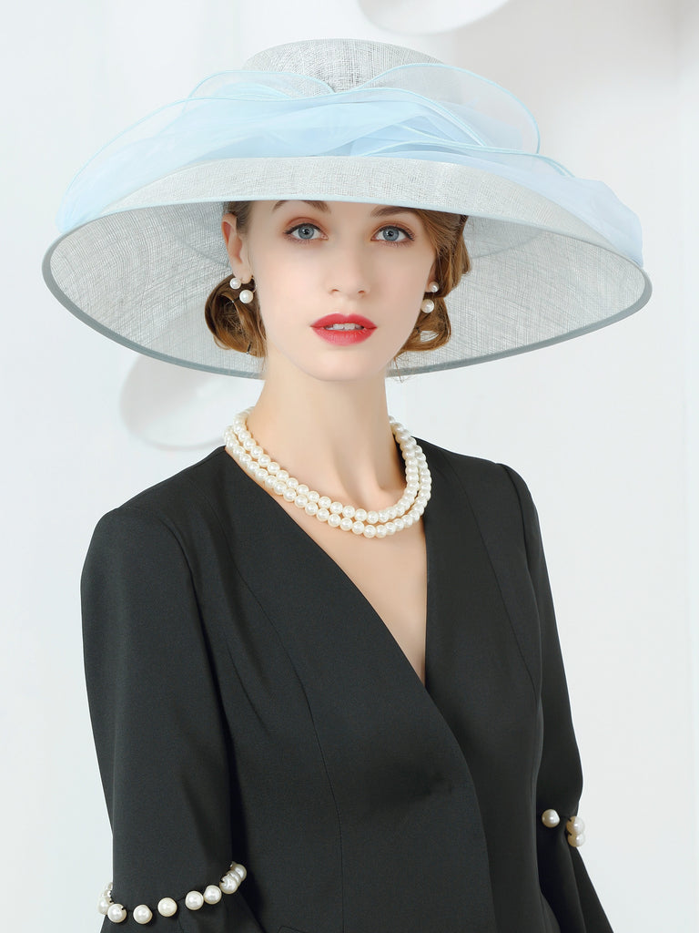 Elegant Linen Wide-Brim Kentucky Derby Hat for Women