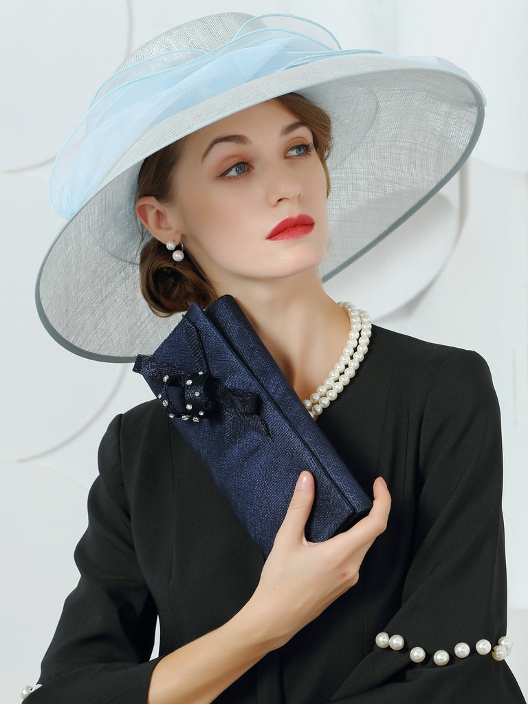 Elegant Linen Wide-Brim Kentucky Derby Hat for Women