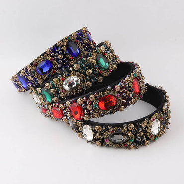 Velvet Retro Crystal Rhinestone Jeweled Headband WH305 - - Luxury Accessories by WAAMII