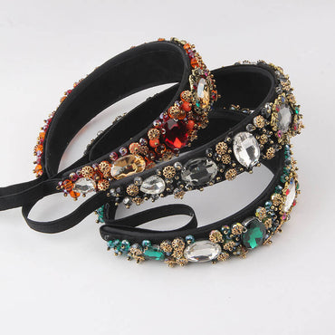 Velvet Retro Crystal Rhinestone Jeweled Headband WH305 - - Luxury Accessories by WAAMII